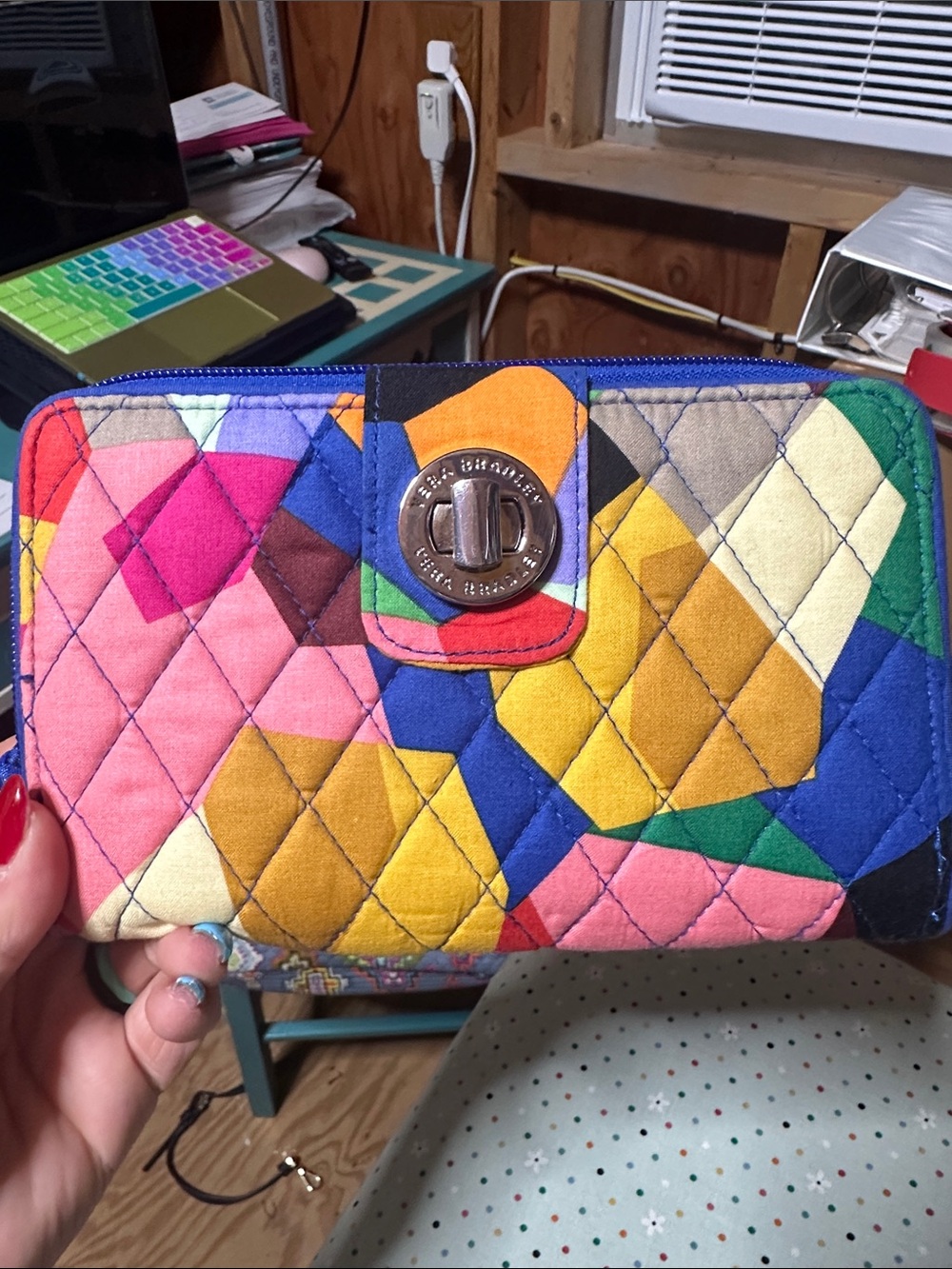 Colorful Quilted Turnlock Wallet